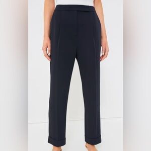Tuckernuck Duncan pleated high rise cuffed trouser pants Ladies 12 navy blue